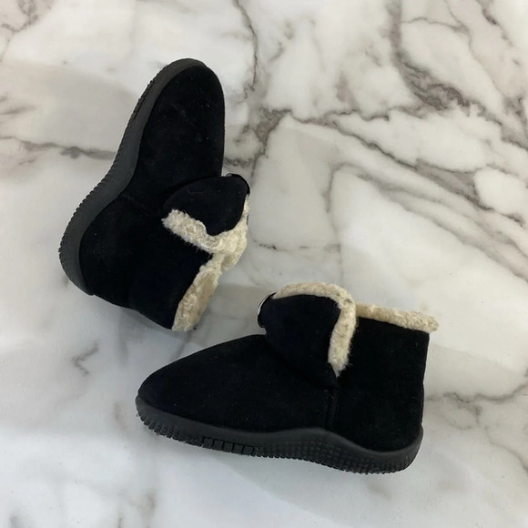 KEESKY Faux Fur Flexible Sole Bootie 140MM Toddler Black Plush Winter Slippers - Picture 3 of 6
